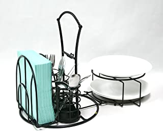 Photo 1 of Giftburg Metal Convertible Picnic Buffet Caddy Tabletop Organizer with Handle Holds Utensil, Plates, Napkins, Picnic Plate Napkin and Flatware storage Caddy Organizer, Black
FACTORY SEALED OPEN FOR PICTURES 