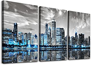 Photo 1 of 3 Piece Canvas Wall Art for Living Room Modern City Picture Wall Decor for Bedroom Office Dining Room Bathroom Kitchen Wood Framed Night Scene Prints Paintings for Home Decorations (12*16 inches*3 pcs, Blue Modern City)
FACTORY SEALED 