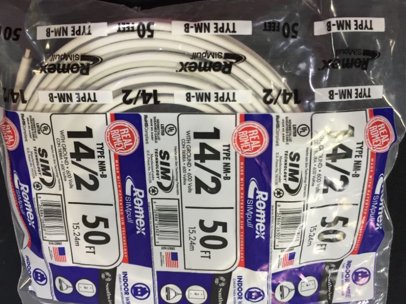 Photo 2 of Southwire Building Wire 14 Ga, 2 Conductor 15 Amp 600 V 90 Deg C 50 ' White
