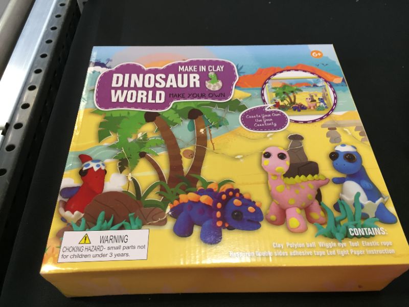 Photo 2 of Eduzoo Dinosaur Clay World Craft Kit for Kids, DIY Air Dry Clay Set, Creative Your Own Dinosaur World with Light, STEM Educational DIY Molding Set, Gift for Girls and Boys
