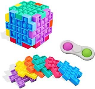 Photo 1 of Leinad Pop It Cube Toy Set – 3D Multi-Color Pop It Puzzle Cube & Fidget Spinner for Kids & Adults | Dimple Digits Toy for Anxiety, Sensory Relief, Autism, ADHD, ADD, Concentration, Child Development
