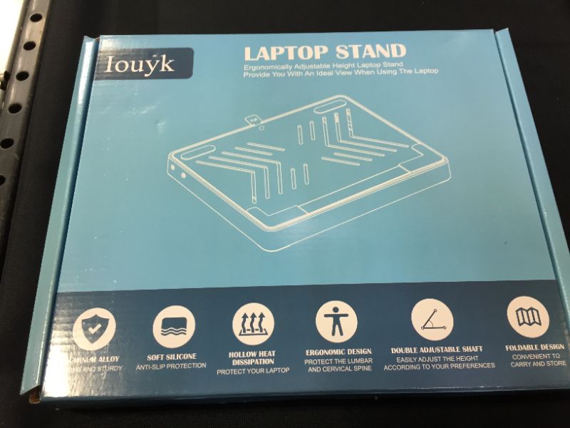 Photo 2 of Iouyk Laptop Stand, Portable Notebook Stand, Ergonomic Computer Stand, Aluminum Computer Riser, Metal Laptop Stand for Desk, Compatible with 10-17.3 Inches Laptops and Tablets
