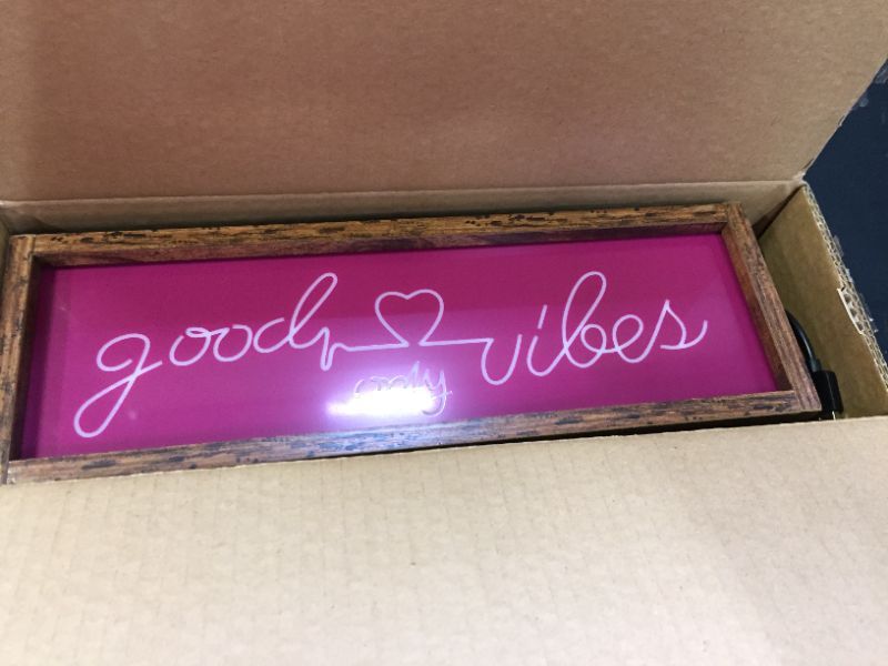 Photo 2 of Good Vibes Only Neon Signs - HSEFURNI Neon Sign USB Powered LED Lights Signs - Vintage Light Box Sign, for Office, Party, Wedding, Home, and Farmhouse Decor
11.8x3.9x3.9inch,