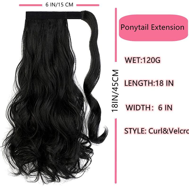 Photo 1 of Ponytail Extension Claw 18" Wig Hair Curly Wavy in Hairpiece One Piece A Jaw Long Pony Tails Natural Looking Synthetic Hairpiece for Women 4.23oz
COLOR BLACK 