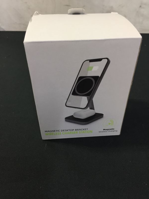 Photo 1 of 2-in-1 Magnetic Wireless Charger Station, 15W Fast Wireless Charging Stand for iPhone 13/12, 13/12 Pro, 13/12 Pro Max, 13/12 Mini and AirPods Pro/2(Dark Gray)
