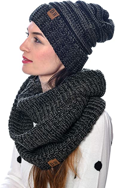 Photo 1 of Debra Weitzner Womens Winter Slouchy Beanie Hat and Infinity Scarf Set - Knit Ski Skull Cap and Loop Scarf for Women
