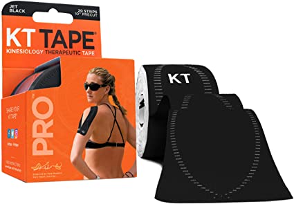 Photo 1 of  KT Tape - Pro Kinesiology Athletic Tape, Jet Black, 20 Pre-Cut Strips