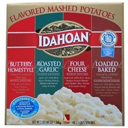 Photo 1 of Idahoan Flavored Mashed Potatoes, Made with Gluten-Free 100-Percent Real Idaho Potatoes, Variety Pack of 12 Pouches (4 Servings Each) exp - not found 