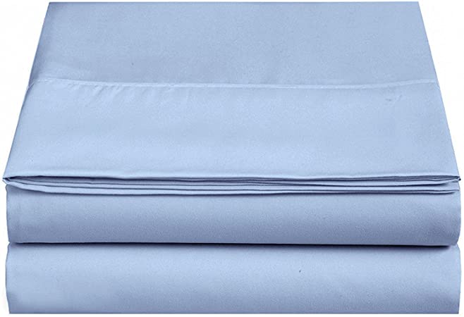 Photo 1 of 4U'LIFE Single Flat Bed Sheet, Ultra Soft & Comfortable Double Brushed Microfiber(Light Blue,Twin)