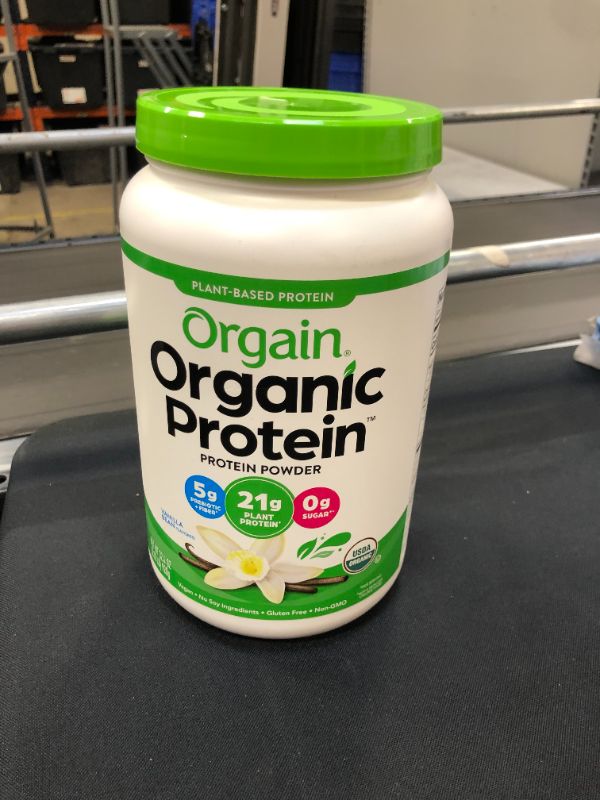 Photo 3 of Orgain Organic Plant Based Protein Powder, Vanilla Bean - 21g of Protein, Vegan, Low Net Carbs, Gluten Free, Lactose Free, No Sugar Added, Soy Free, Kosher, Non-GMO, 2.03 Lb
EXP 07/23/23