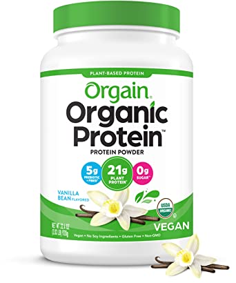 Photo 1 of Orgain Organic Plant Based Protein Powder, Vanilla Bean - 21g of Protein, Vegan, Low Net Carbs, Gluten Free, Lactose Free, No Sugar Added, Soy Free, Kosher, Non-GMO, 2.03 Lb
EXP 07/23/23