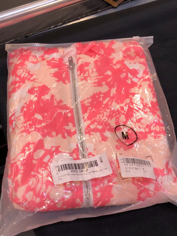 Photo 2 of LOOKBOOKSTORE WOMEN TIE DYE  ACTIVE HOODIE LONG SLEEVE ZIP UP TEA ROSE
SIZED MEDIUM