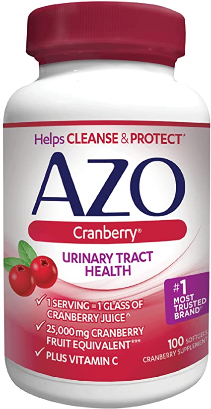 Photo 1 of AZO Cranberry Urinary Tract Health Dietary Supplement, 1 Serving = 1 Glass of Cranberry Juice, Sugar Free, 100 Softgels
EXP 08/23