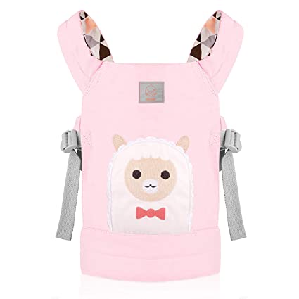 Photo 1 of GAGAKU Doll Carrier Embroidered Pattern Front and Back Soft Cotton Stuffed Animal Carriers for Baby, Alpaca Animal Pattern
