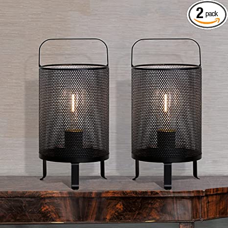 Photo 1 of 2Packs Metal Battery Operated Table Lamp, Battery Powered Nightlight with Timer, Cordless Retro Industrial Style Light with LED Bulb for Office Bedside Desk Modern Home Decoration for Indoors Outdoors
