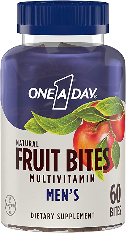 Photo 1 of ONE A DAY Men’s Natural Fruit Bites Multivitamin with Immune Health Support, Apple, 60 Count
2 PCK - EXP 04/2022