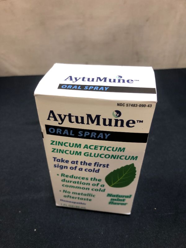 Photo 3 of AytuMune? Oral Spray for Immune System Support, Natural Zinc Remedy and Sore Throat Mist - Shorten and Calm Colds with Homeopathic Mint Spray Medicine (1 fl oz) - STICKER ON BOX - EXP 3 - 2023 
