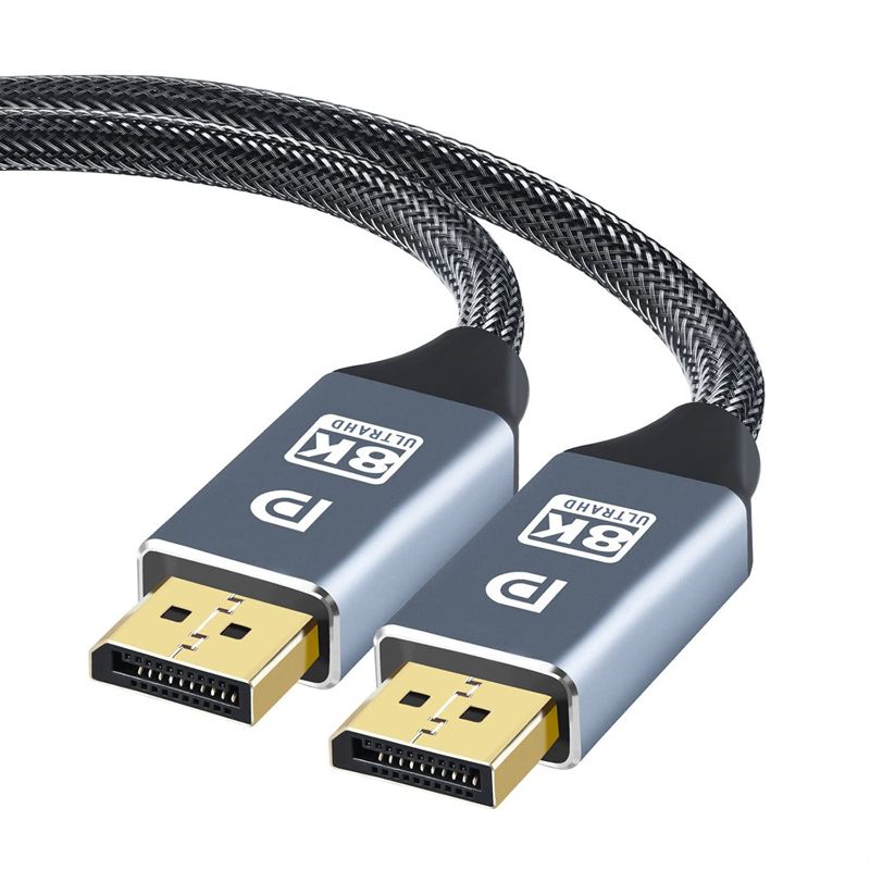Photo 1 of VESA Certified 100% Real 8K DisplayPort to DisplayPort 1.4 Cable 6.6ft, MyMAX Nylon Braided UltraHD 32.4Gbp DP Cord with 8K@60Hz/ 4K@120Hz/ 2K@144Hz, HDP, & 3D Support for Laptop/PC,TV,Game Monitor
