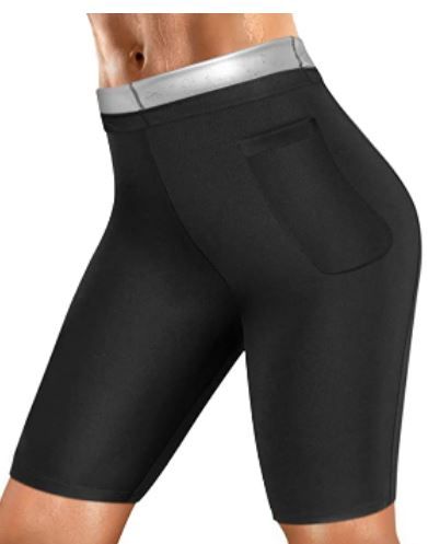 Photo 1 of Cimkiz Sweat Sauna Pants Women Sweat Capris Slimming Leggings for Stomach, High Waist Workout Body Shaper Suits Body Wraps
 - MEDIUM 