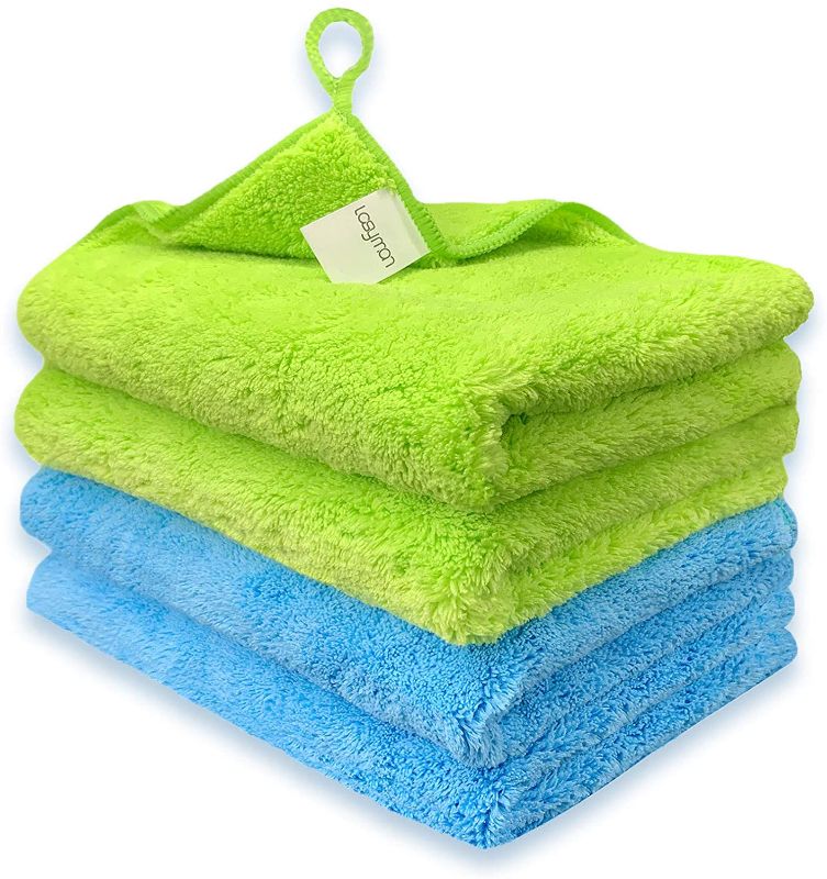 Photo 1 of 4PCS Microfiber Towels for Cars-Large Car Drying Towel for Detailing, Thick Cleaning Rags for House, Reusable Dust Cloths for Stainless Steal, Window, Microfiber Cloths for Furniture -16'' x 12''
