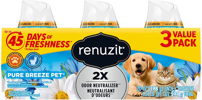 Photo 1 of (4) -3 PACK Renuzit Gel Air Freshener, Pure Breeze Pet, Tough on Pet Odors