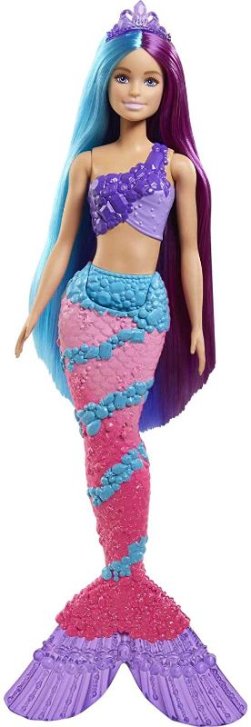 Photo 1 of Barbie Dreamtopia Mermaid Doll (13-inch) with Extra-Long Two-Tone Fantasy Hair, Hairbrush, Tiaras and Styling Accessories, Gift for 3 to 7 Year Olds