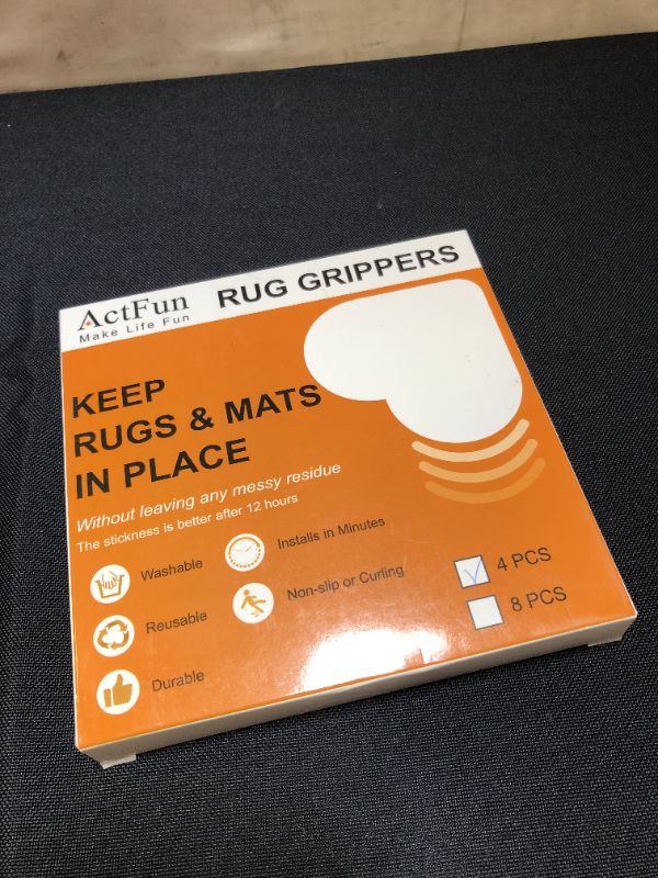 Photo 2 of ActFun Rug Grippers, Non Slip Reusable Washable Rug Tape for Area Rugs, Floor Mats, Hardwood Floors, Tile Floors, Linoleum, Carpet, Black 4 Pcs (Not Suitable for Carpet with Rubber or Silicone Back)
