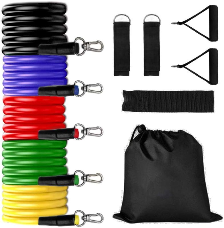 Photo 1 of CENGOY Resistance Bands Set, Exercise Bands with Door Anchor/Handles/Legs Ankle Straps/Carry Bag/for Resistance Training/Physical Therapy/Home Workouts/Yoga -11 Pack
