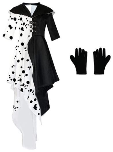 Photo 1 of 2021 Cruella Dalmatian Dress Halloween Costume with Gloves Women's Cruella Deville Costume Dress
- size 3 xl 
