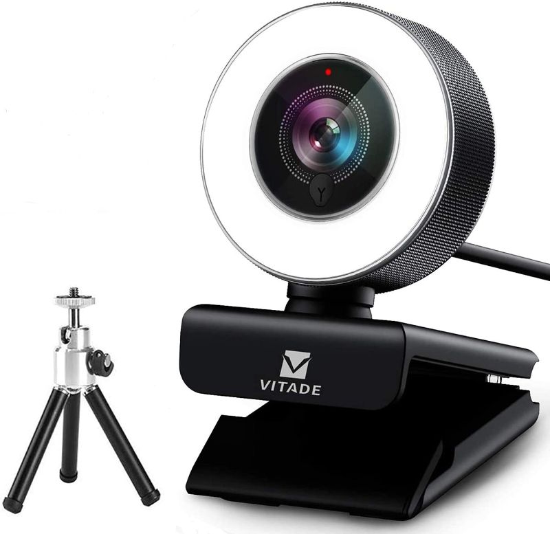 Photo 1 of Streaming Webcam 1080P with Adjustable Ring Light, Advanced Auto-Focus with Tripod Vitade 960A HD USB Web Cam for Xbox Gaming Conferencing Video Chatting Mac Desktop Computer Laptop Wide Angle Webcam
