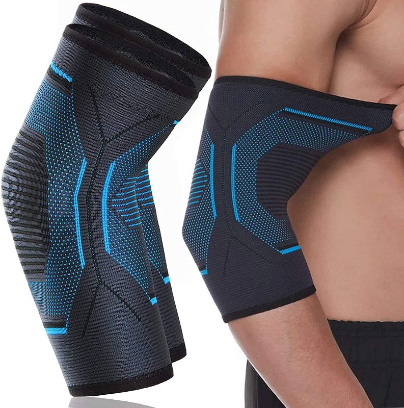 Photo 1 of Seitaku Elbow Brace Compression Sleeve 2 Pack for Men Women, Tennis Elbow Pads Arm Support for Tendonitis, Tennis Elbow Relief, Workout, Sports, Arthritis, Weight Lifting - LARGE 
