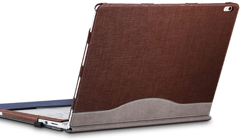 Photo 1 of Surface Book 2 (15 inch) Sleeve Case, Synthetic Leather Detachable Magnetic Adsorption with Elastic Bandage [Stylus Pen Holder Loop] Folio Flip Breathable Protective Case Cover (Coffee)
