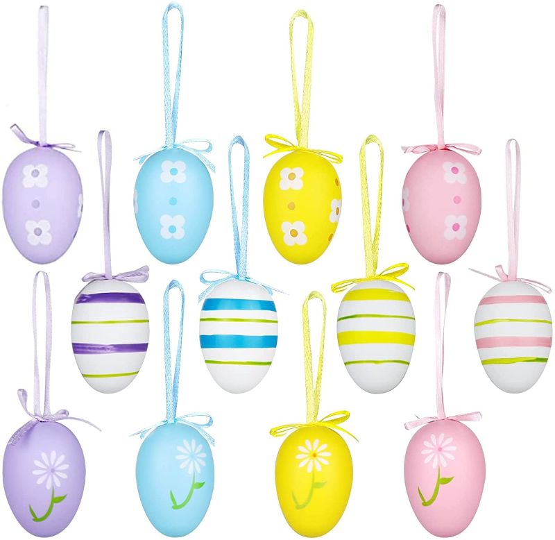 Photo 1 of LessMo 36 Pcs Easter Ornaments Hanging Egg, Colorful Plastic Eggs Ornaments, Easter Tree Ornaments Decorations , Kids Home School Party Supplies Gifts
