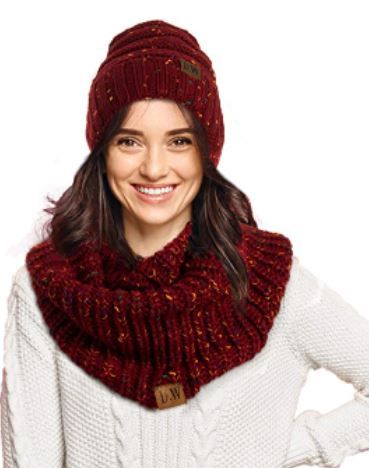 Photo 1 of Debra Weitzner Womens Winter Slouchy Beanie Hat and Infinity Scarf Set - Knit Ski Skull Cap and Loop Scarf for Women
