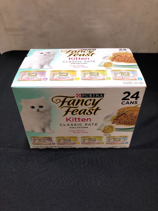 Photo 2 of  (24 Pack) Fancy Feast Grain Free Pate Wet Kitten Food Variety Pack, Kitten Class bb feb 2023