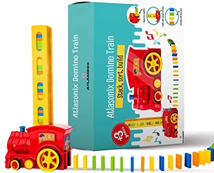 Photo 1 of Domino Train Set - 80 Pcs. Fun and Colorful Train That Prepares Your Domino Rally Experience Quickly and Automatically for Boys and Girls Age 3-8 | Red