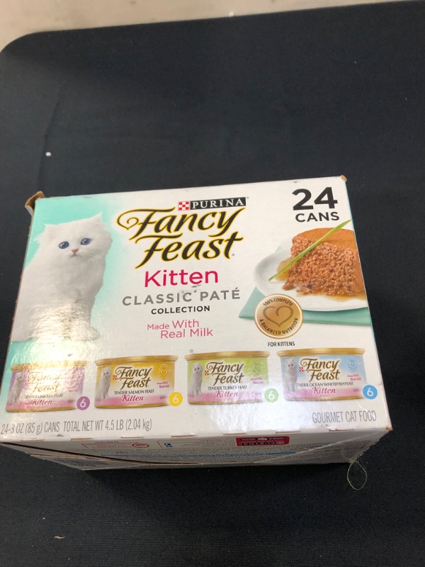 Photo 2 of (24 Pack) Fancy Feast Grain Free Pate Wet Kitten Food Variety Pack, Kitten Class exp- may 2022