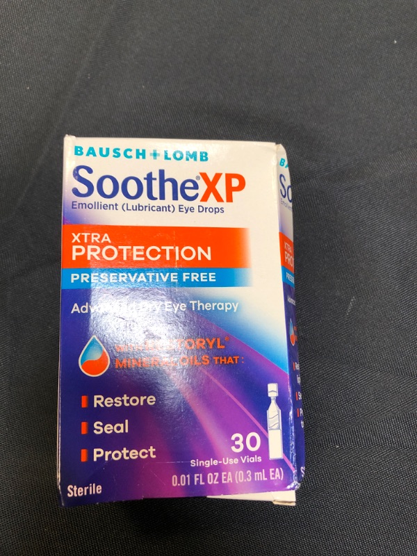 Photo 2 of  Bausch & Lomb Soothe XP Preservative Free Single-Use Eye Drop Dispensers, 30 Count exp- 06/2022