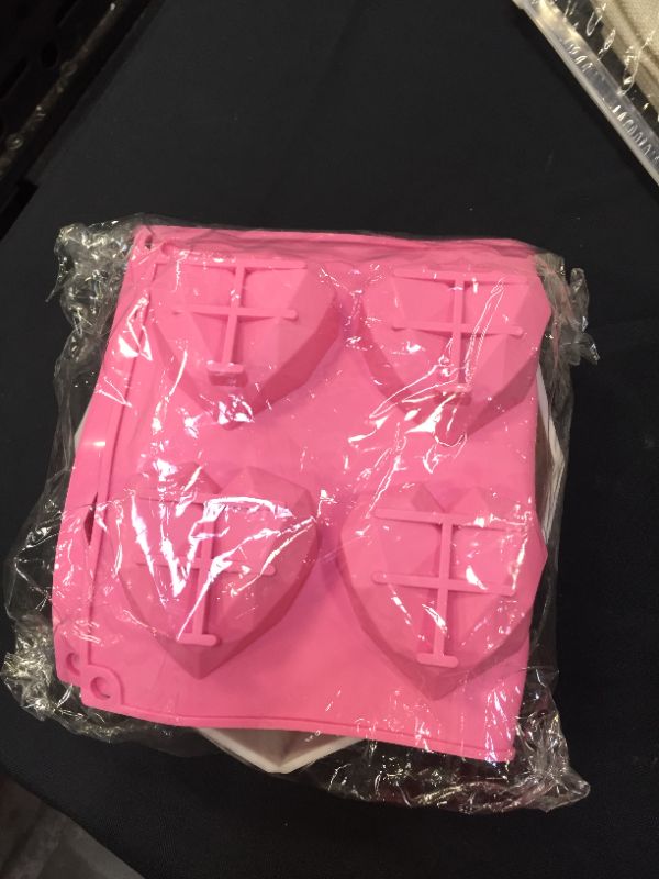 Photo 1 of 6PCS Heart Molds for Chocolate : Large Breakable Heart Mold with Mini Wooden Hammers, Letters & Numbers and Small Heart Shaped Silicon Mould, 3D Diamond Heart Silicone Mold for Love Mousse Cake Baking