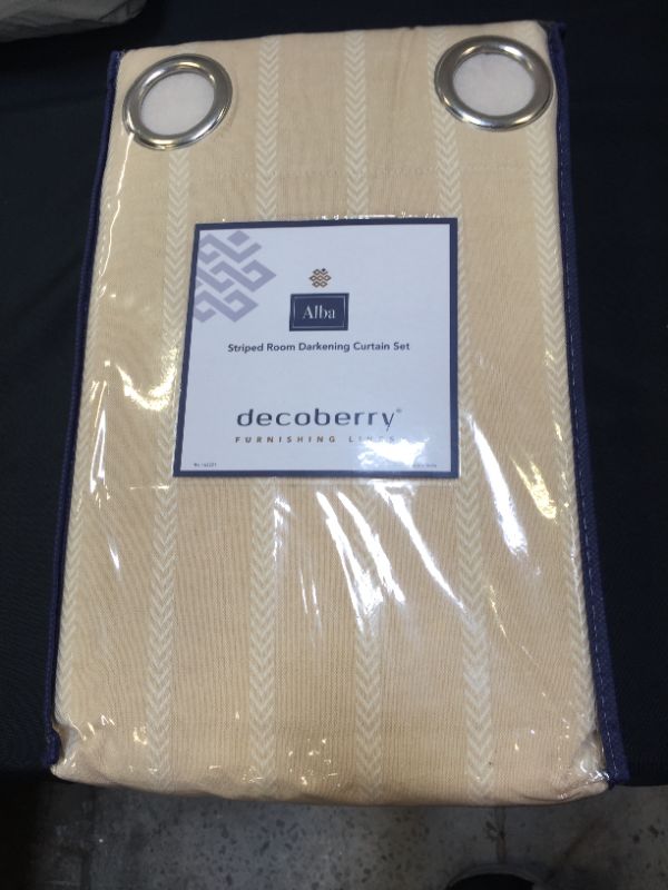 Photo 1 of Decoberry Designer Curtain Set - Includes 2 Ivory and Beige Striped 100% Cotton Curtains, Alba, 52" X 84", Sound Filtering Design, Neutral Themed Design with a Grommet Heading