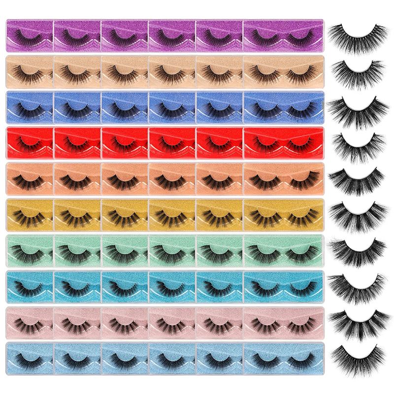 Photo 1 of Faux Mink Eyelashes Wholesale 10 Styles 60 Pairs 3D Lashes Bulk with Portable Boxes
