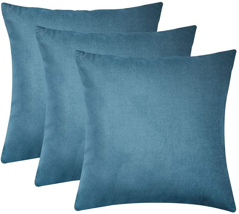 Photo 1 of BDRS HOME Velvet Throw Pillow Covers for Sofa,Bedroom,Living Room,Decorative Pillow Cases for Couch,Pack of 3,16x16 Inches,Light Blue