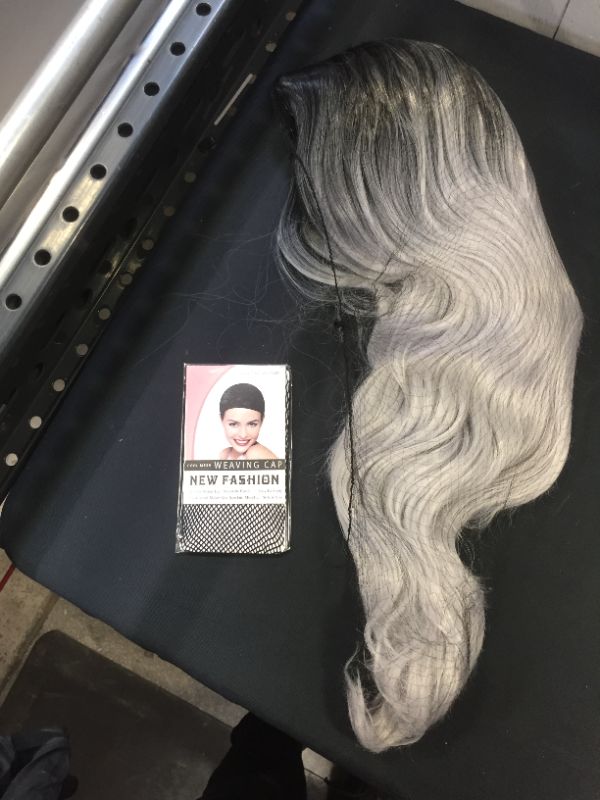Photo 1 of 23" Natural Full Wigs Hair Long Wavy Wig Synthetic Heat Resistant (Ombre Silver)