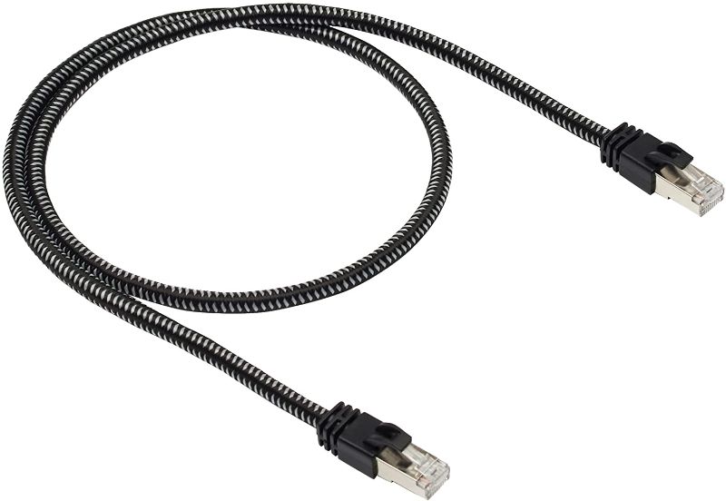 Photo 1 of Amazon Basics Braided RJ45 Cat-7 Gigabit Ethernet Patch Internet Cable - 3 Feet 3 pack 
