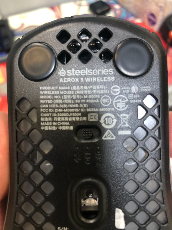 Photo 3 of SteelSeries Aerox 3 Wireless - Super Light Gaming Mouse - 18,000 CPI TrueMove Air Optical Sensor - Ultra-lightweight Water Resistant Design - 200 Hour Battery Life
