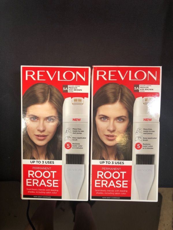 Photo 1 of 2 boxes of revlon root erase medium ash brown 