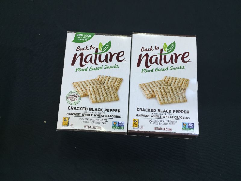 Photo 2 of 2 PACK Back to Nature Cracked Black Pepper Harvest Whole Wheat Crackers 8.5 oz. Box, Size: 8.5 oz EXP MAR 2022