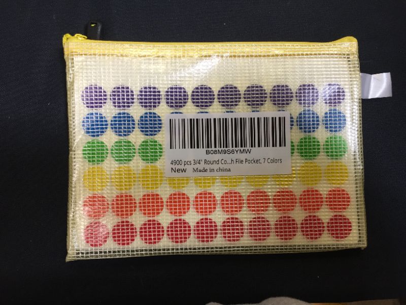 Photo 2 of 4900 PCS 3/4" Round Coding Labels, Circle Dot Stickers, 7 Colors, with File Pocket