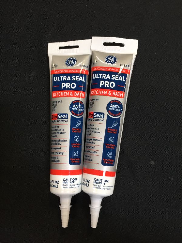Photo 2 of 2 PACK - Ge Ultra Seal Pro 5.5 Oz. Clear Siliconized Acrylic Latex Kitchen & Bath Caulk