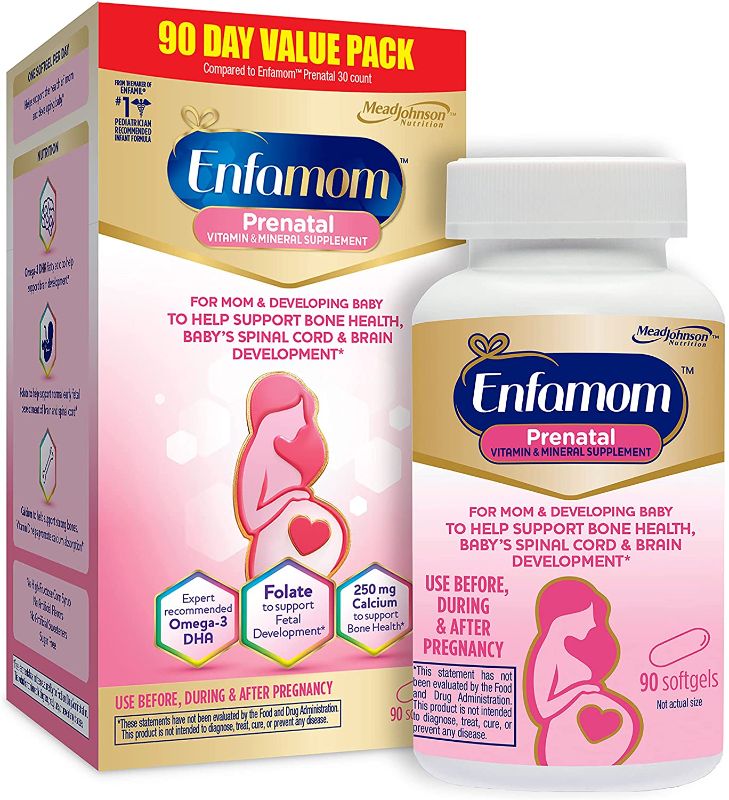 Photo 1 of Enfamom Prenatal Multivitamin Supplement for Pregnant and Lactating Women from Enfamil, 90 Softgels, Omega-3 DHA + Folate (as Folic Acid) + Calcium + Iron + Zinc + Biotin + Vitamin D + Vitamin C